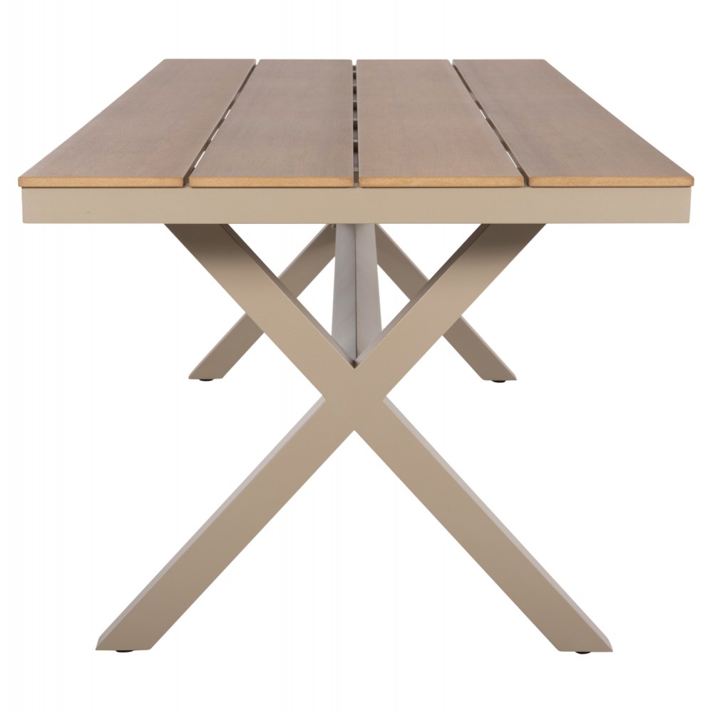 Τραπέζι ''TAWNEE'' από αλουμίνιο/ξύλο σε σαμπανί/φυσικό χρώμα 219,5x89,5x73