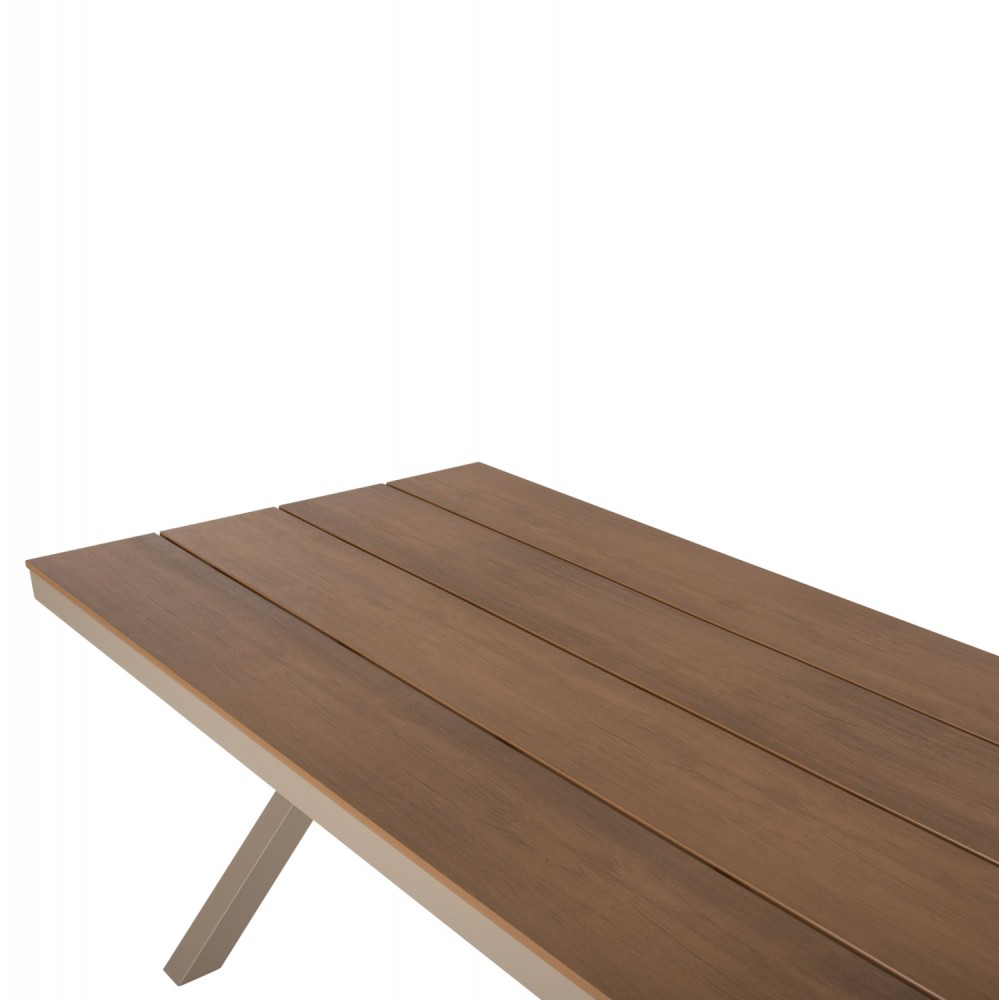 Τραπέζι ''TAWNEE'' από αλουμίνιο/ξύλο σε σαμπανί/φυσικό χρώμα 219,5x89,5x73