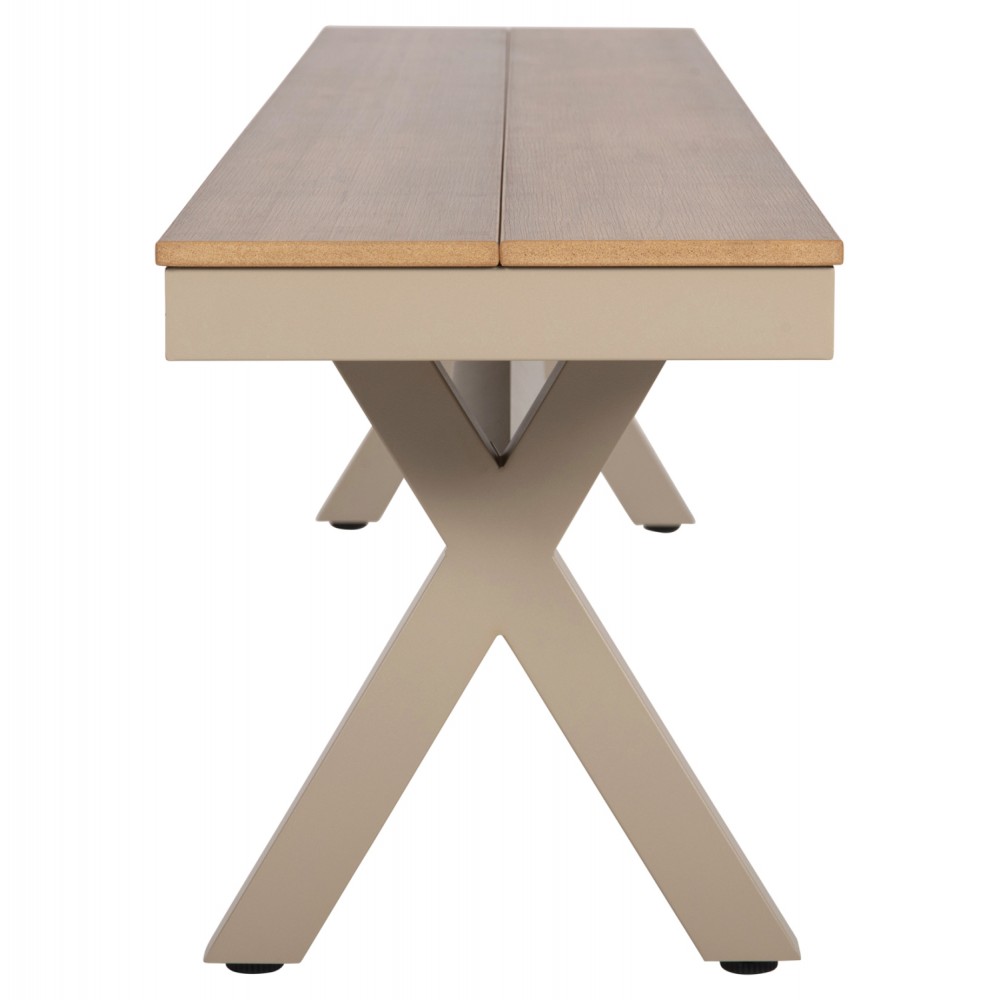 Παγκάκι "TAWNEE" από αλουμίνιο/polywood σε σαμπανί/φυσικό χρώμα 220x36x44,5