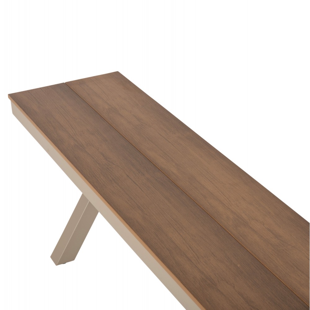 Παγκάκι "TAWNEE" από αλουμίνιο/polywood σε σαμπανί/φυσικό χρώμα 220x36x44,5