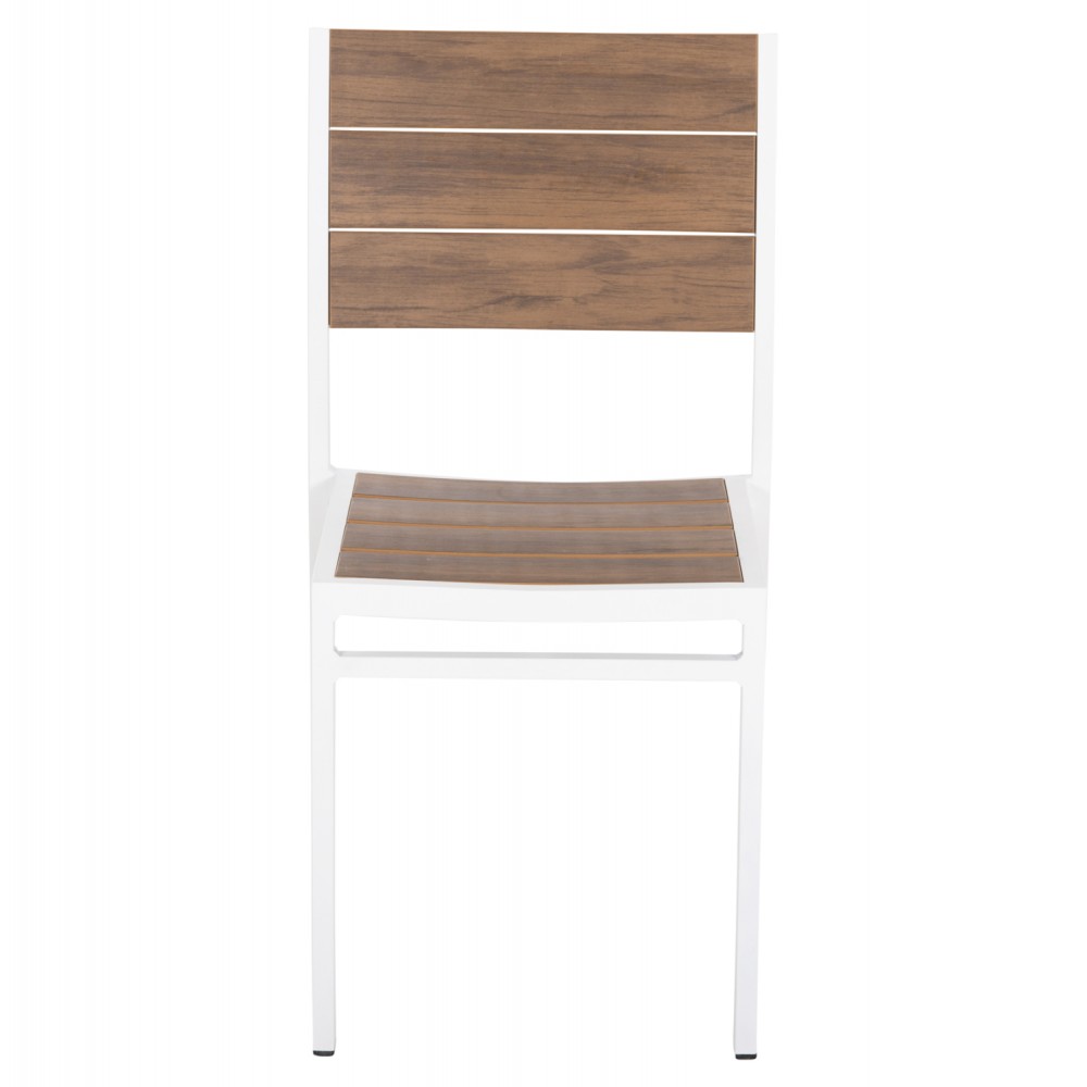 Καρέκλα "SAGA" από αλουμίνιο/polywood σε χρώμα λευκό/φυσικό 46x52x86