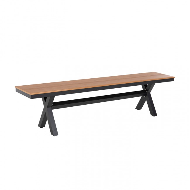 Παγκάκι "TAWNEE" από αλουμίνιο/polywood σε ανθρακί/φυσικό χρώμα 220x36x44,5
