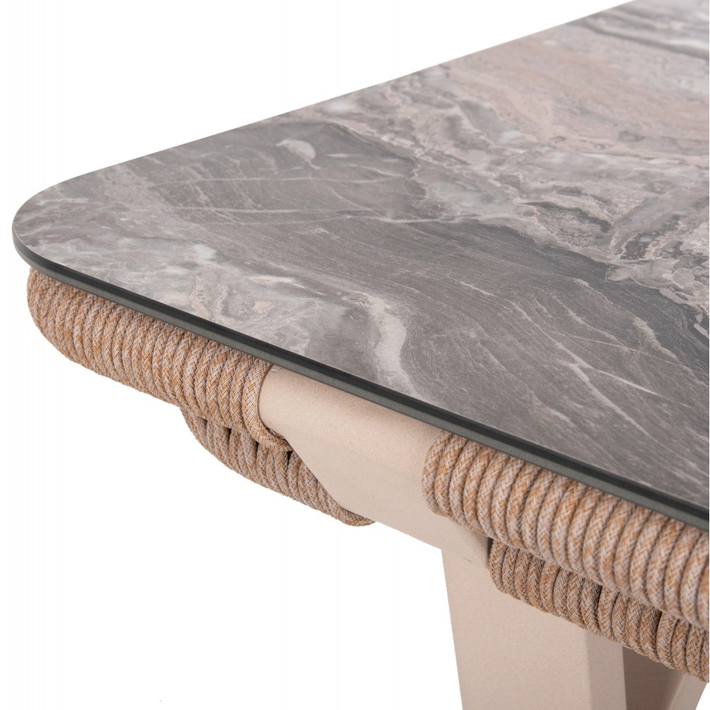 Σετ εξωτερικού χώρου "DRIMM" από αλουμίνιο/σχοινί σε μπεζ/καπουτσίνο χρώμα