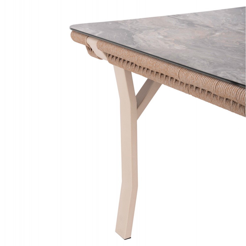 Σετ εξωτερικού χώρου "DRIMM" από αλουμίνιο/σχοινί σε μπεζ/καπουτσίνο χρώμα