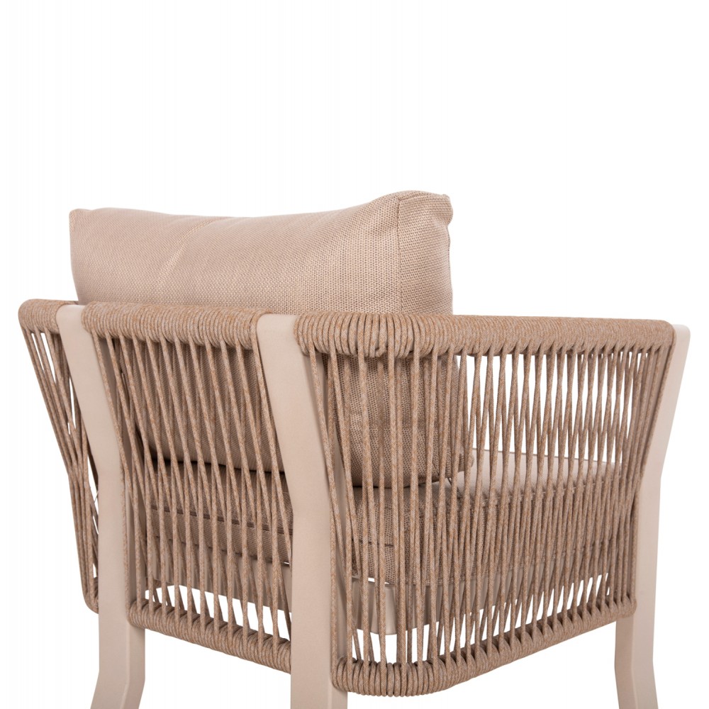 Σετ εξωτερικού χώρου "DRIMM" από αλουμίνιο/σχοινί σε μπεζ/καπουτσίνο χρώμα