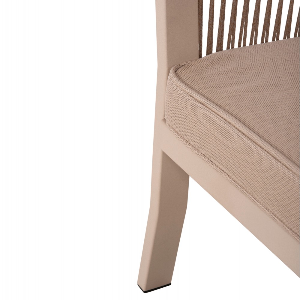 Σετ εξωτερικού χώρου "DRIMM" από αλουμίνιο/σχοινί σε μπεζ/καπουτσίνο χρώμα