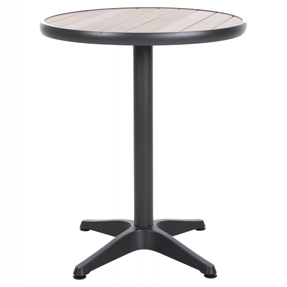 Τραπέζι στρόγγυλο ''ALEXA'' από αλουμίνιο/polywood σε ανθρακί/φυσικό χρώμα Φ60x73