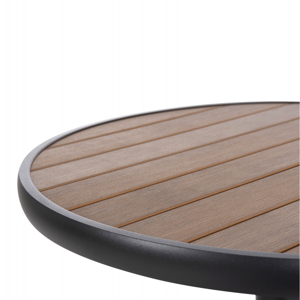 Τραπέζι στρόγγυλο ''ALEXA'' από αλουμίνιο/polywood σε ανθρακί/φυσικό χρώμα Φ60x73