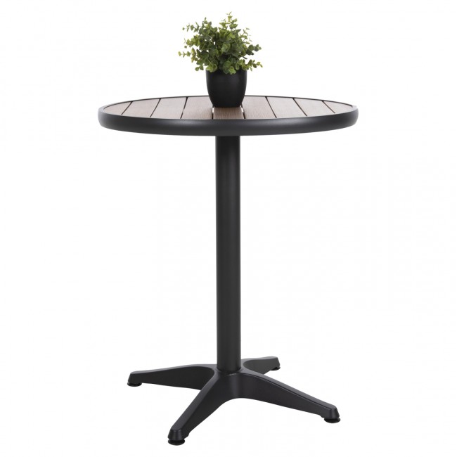 Τραπέζι στρόγγυλο ''ALEXA'' από αλουμίνιο/polywood σε ανθρακί/φυσικό χρώμα Φ60x73