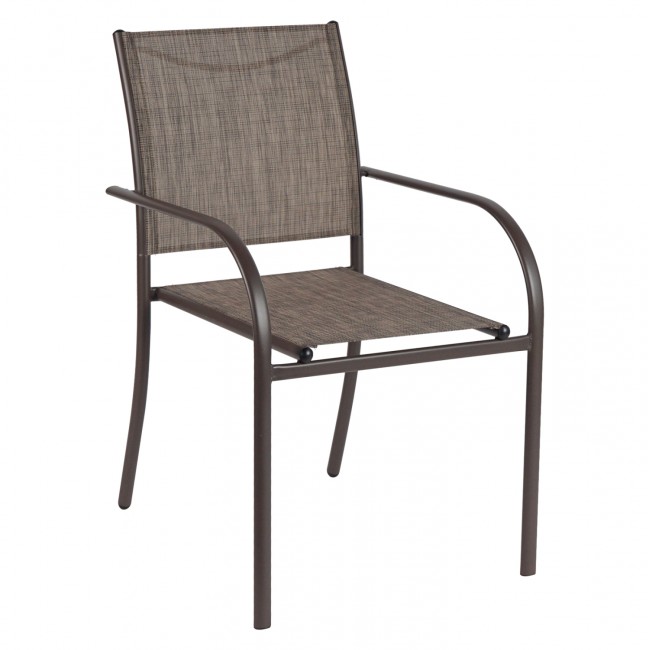 Πολυθρόνα "REDAN" από μέταλλο/textilene σε καφέ χρώμα 55x57x90