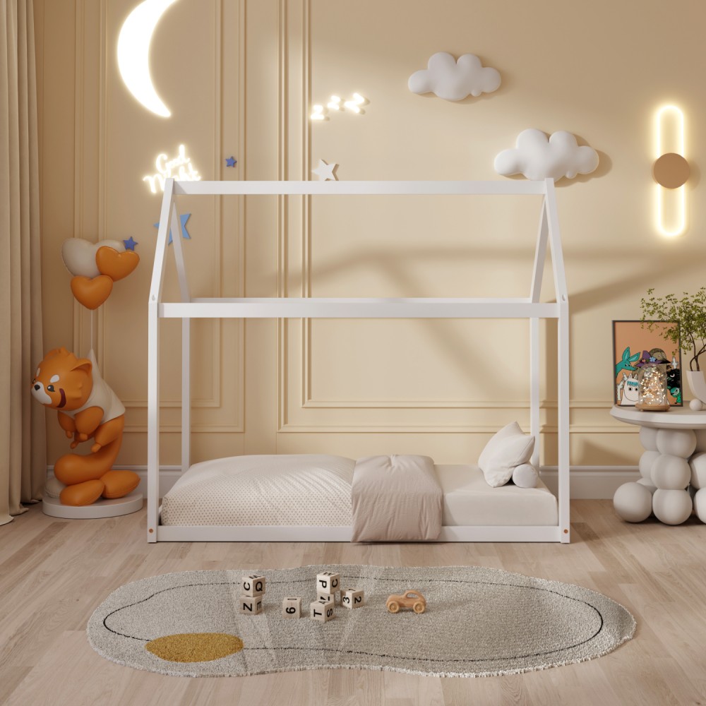 Κρεβάτι ''PEPE'' μονό από ξύλο σε χρώμα λευκό για στρώμα 190x90