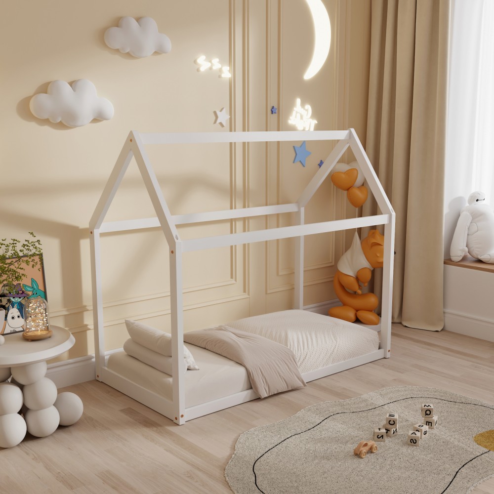 Κρεβάτι ''PEPE'' μονό από ξύλο σε χρώμα λευκό για στρώμα 190x90