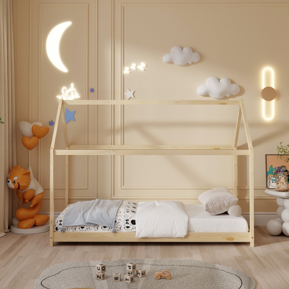 Κρεβάτι ''PEPE'' μονό από ξύλο σε χρώμα φυσικό για στρώμα 140x70