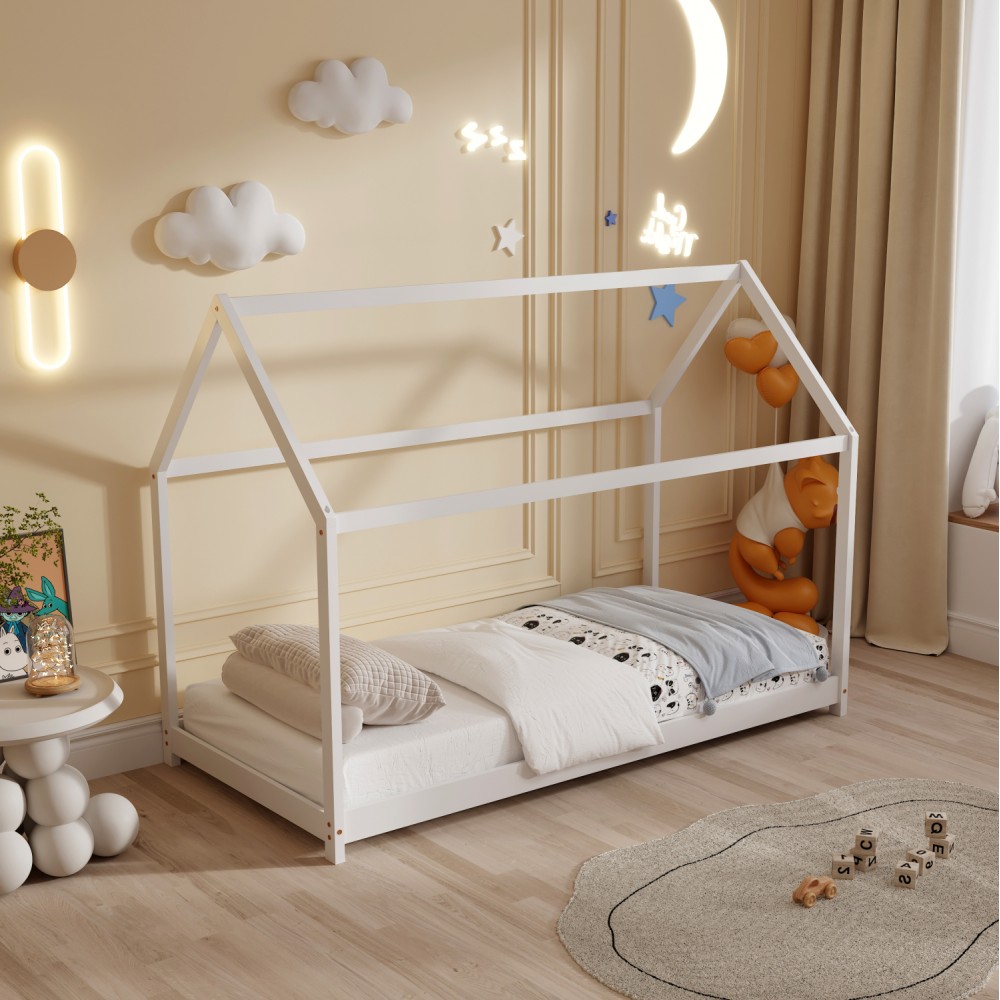 Κρεβάτι ''PEPE'' μονό από ξύλο σε χρώμα λευκό για στρώμα 140x70