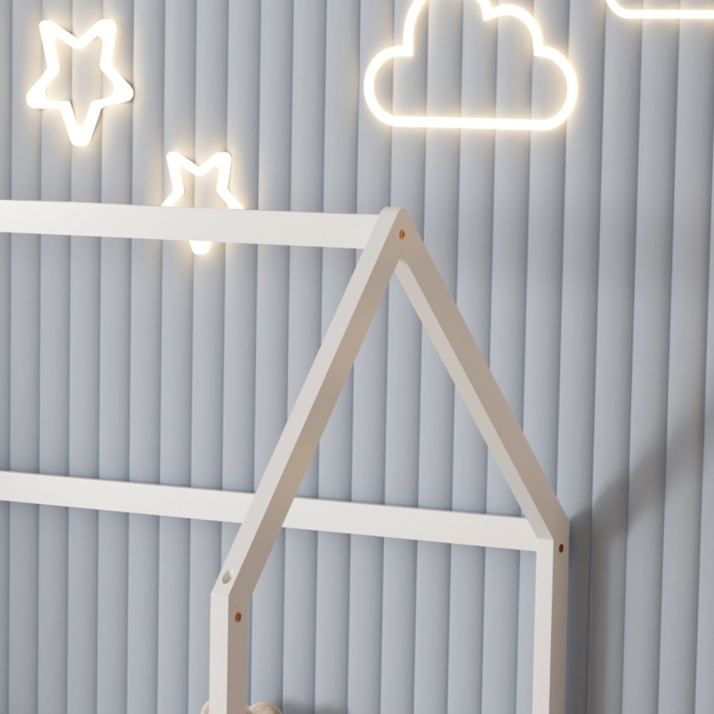 Κρεβάτι με κάγκελα ''PHYLLIS'' μονό από ξύλο σε χρώμα λευκό για στρώμα 190x90