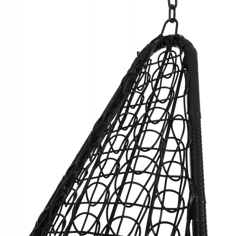 Κρεμαστή πολυθρόνα-φωλιά "MILLIE" από μέταλλο/ρατταν σε μαύρο χρώμα Φ95x195