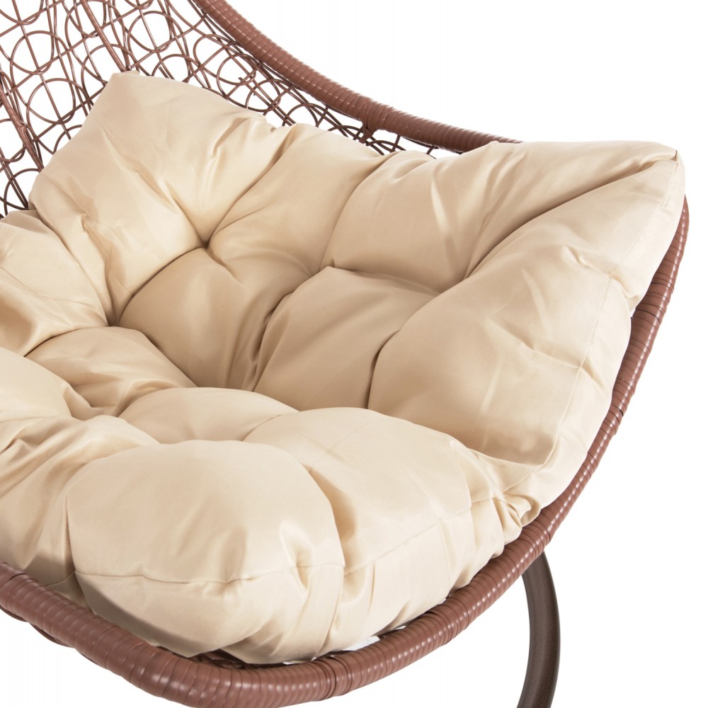 Κρεμαστή πολυθρόνα-φωλιά "MILLIE" από μέταλλο/ρατταν σε καφέ χρώμα Φ95x195