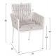 Πολυθρόνα "MARTIN" από αλουμίνιο/rattan σε λευκό/εκρού χρώμα 56x56x80