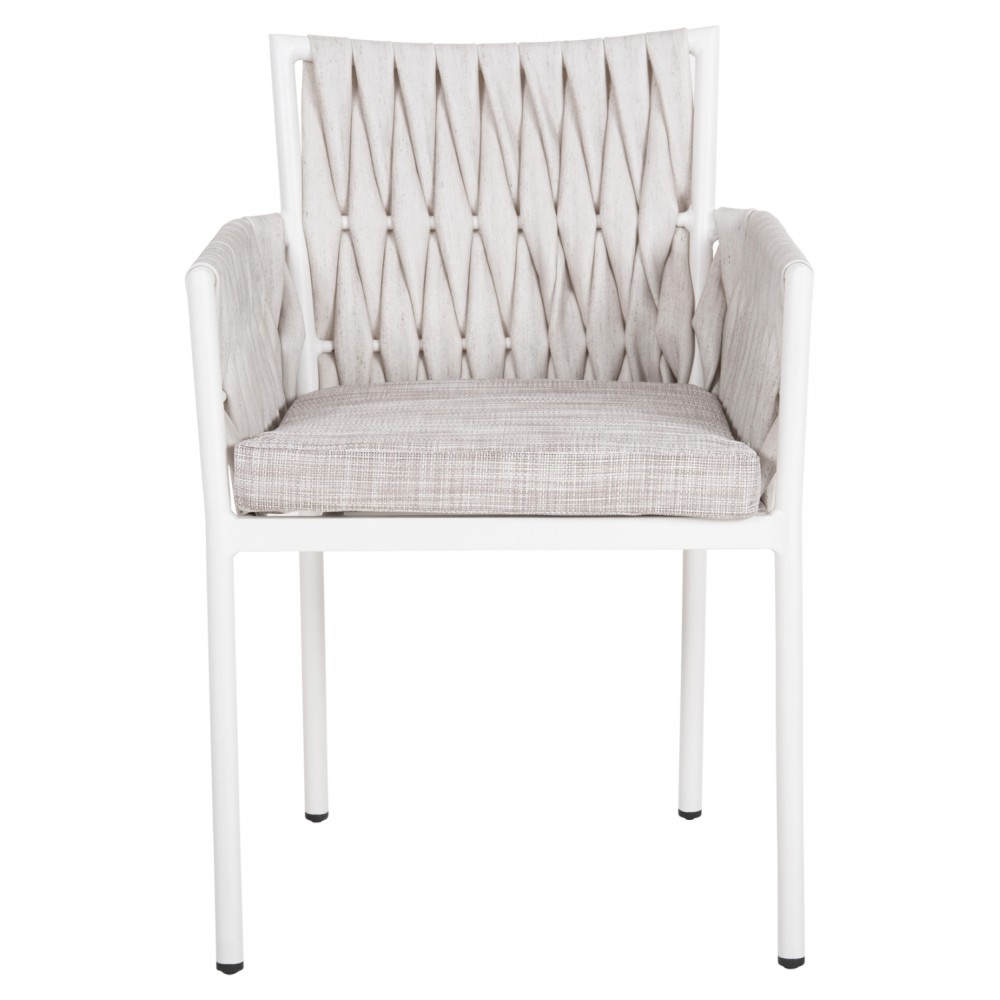 Πολυθρόνα "MARTIN" από αλουμίνιο/rattan σε λευκό/εκρού χρώμα 56x56x80