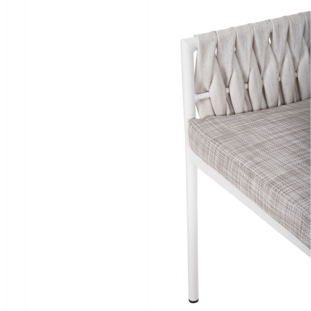 Πολυθρόνα "MARTIN" από αλουμίνιο/rattan σε λευκό/εκρού χρώμα 56x56x80