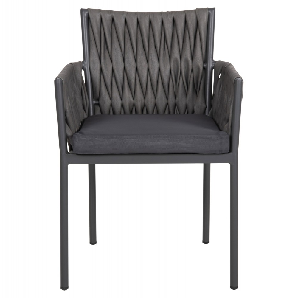 Πολυθρόνα "MARTIN" από αλουμίνιο/rattan σε ανθρακί χρώμα 56x56x80