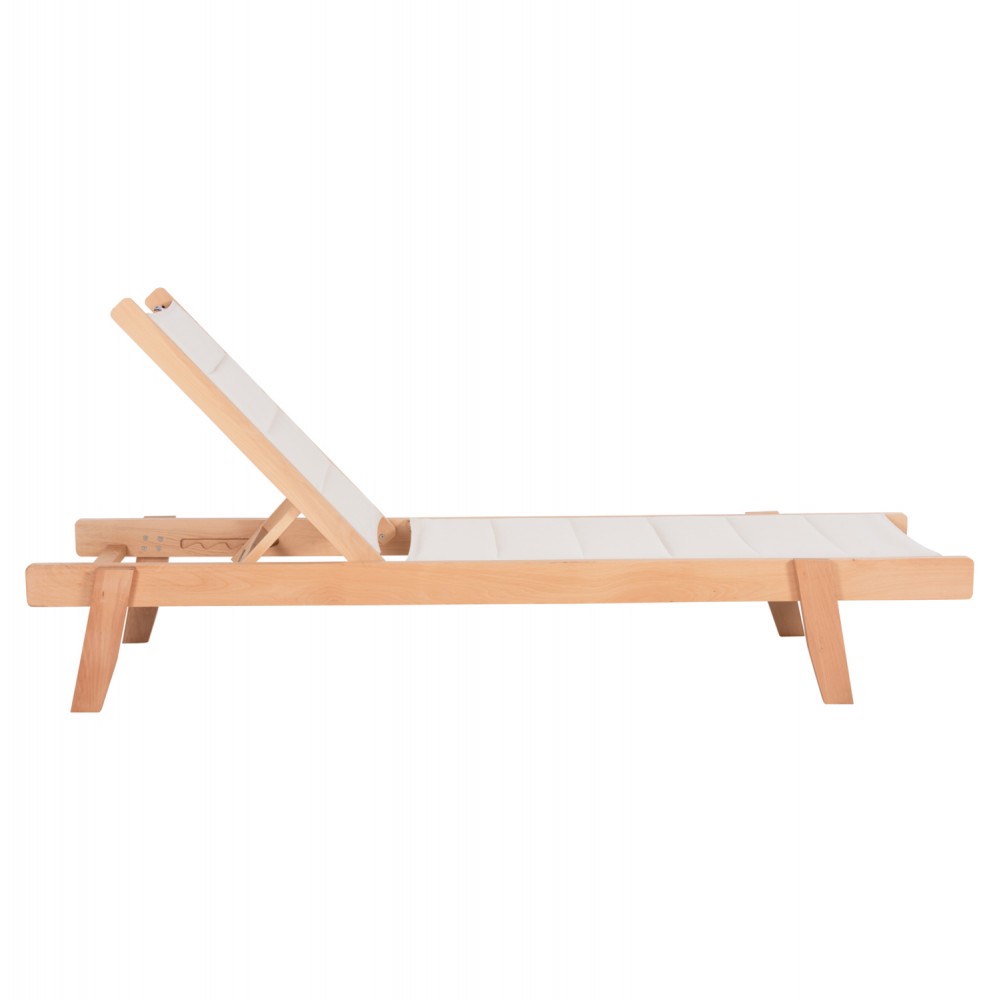 Ξαπλώστρα επαγγελματική "MILOS" από ξύλο/textilene σε χρώμα φυσικό/εκρού 204x65x31,5-92,5