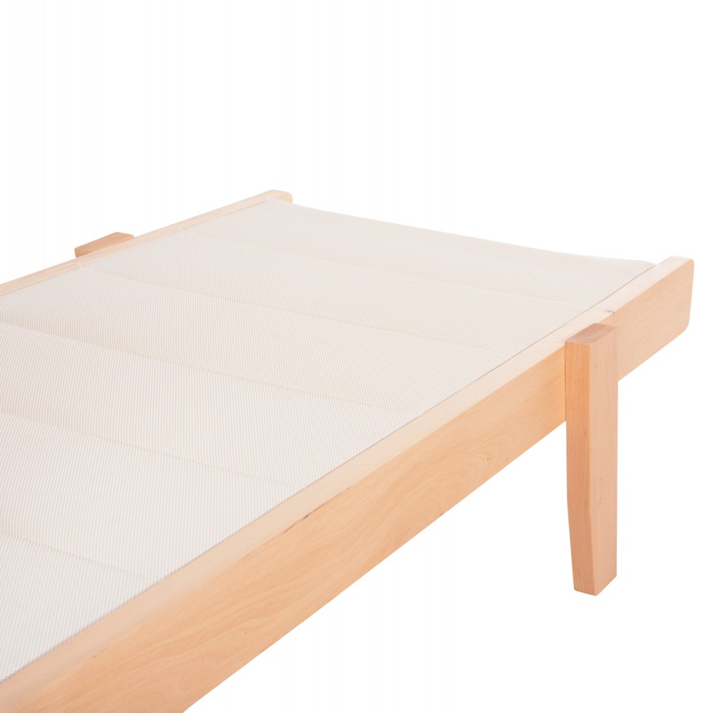 Ξαπλώστρα επαγγελματική "MILOS" από ξύλο/textilene σε χρώμα φυσικό/εκρού 204x65x31,5-92,5