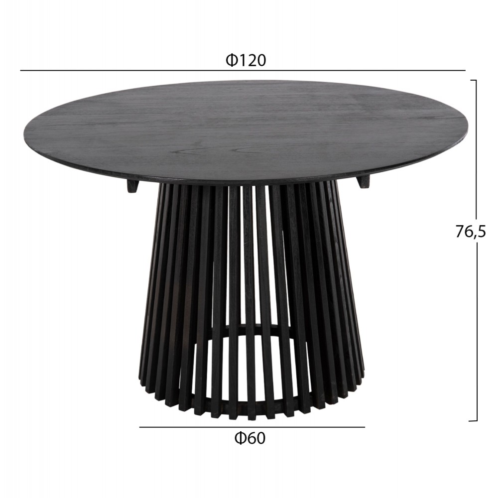 Τραπέζι τραπεζαρίας "FRANTZ" από ξύλο σε χρώμα μαύρο Φ120X76,5