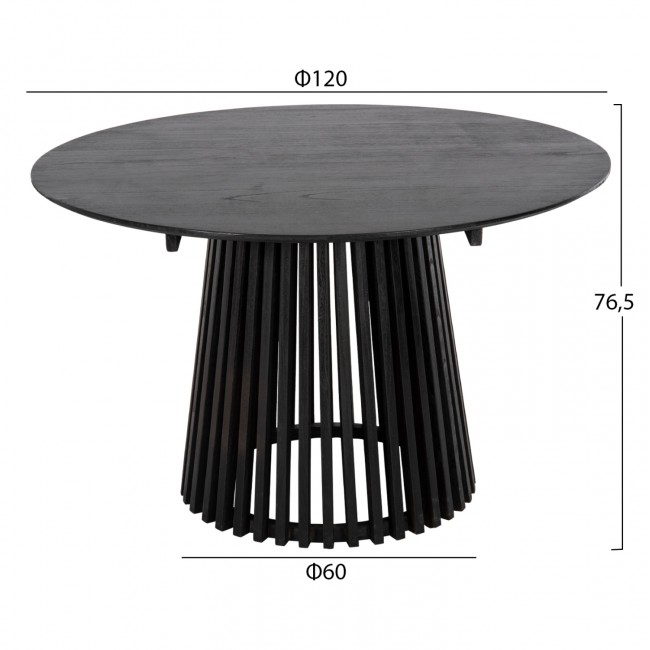 Τραπέζι τραπεζαρίας "FRANTZ" από ξύλο σε χρώμα μαύρο Φ120X76,5