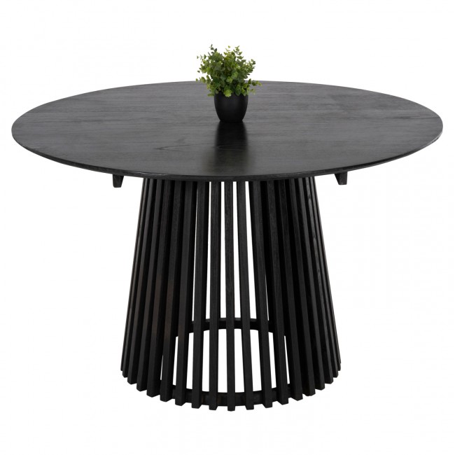 Τραπέζι τραπεζαρίας "FRANTZ" από ξύλο σε χρώμα μαύρο Φ120X76,5