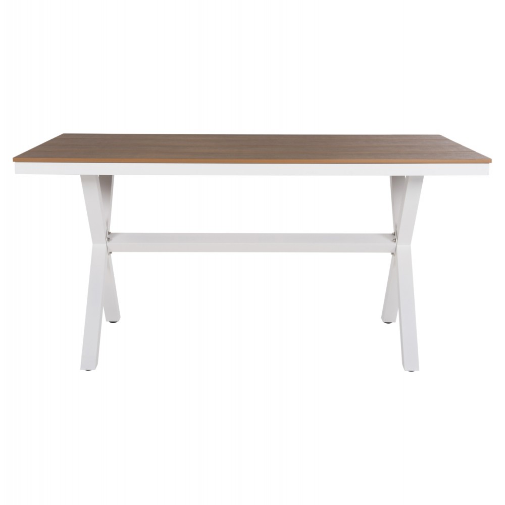 Τραπέζι ''TAWNEE'' από αλουμίνιο/ξύλο σε λευκό/φυσικό χρώμα 150x89,5x73
