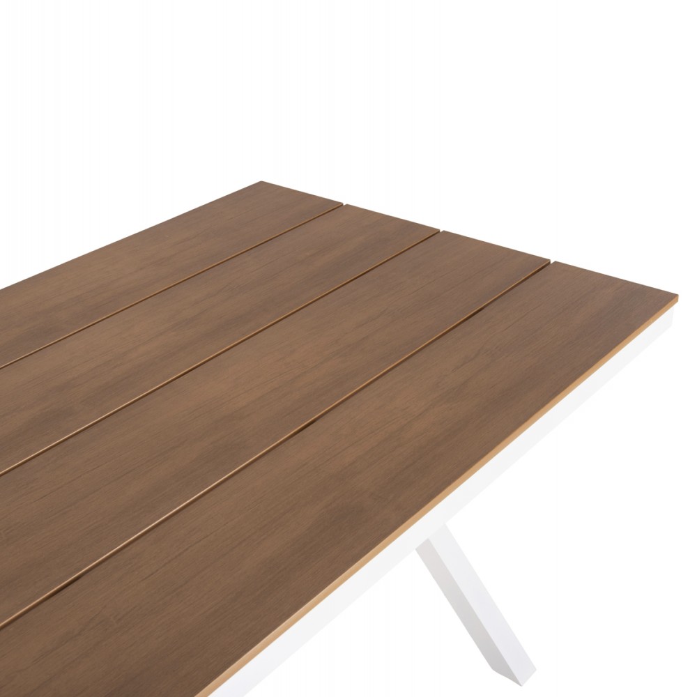 Τραπέζι ''TAWNEE'' από αλουμίνιο/ξύλο σε λευκό/φυσικό χρώμα 150x89,5x73