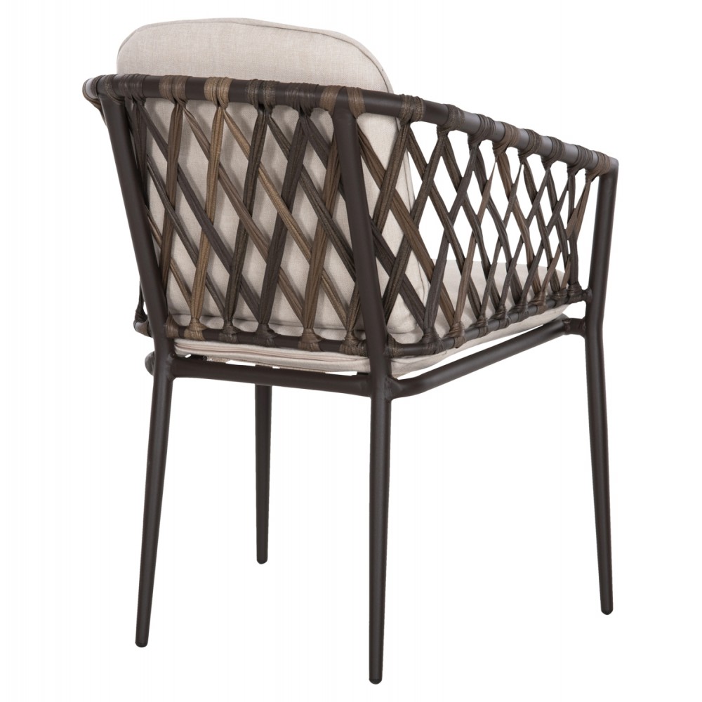 Πολυθρόνα "BOLLY" από αλουμίνιο/rattan σε καφέ/μπεζ χρώμα 58,5x67x86