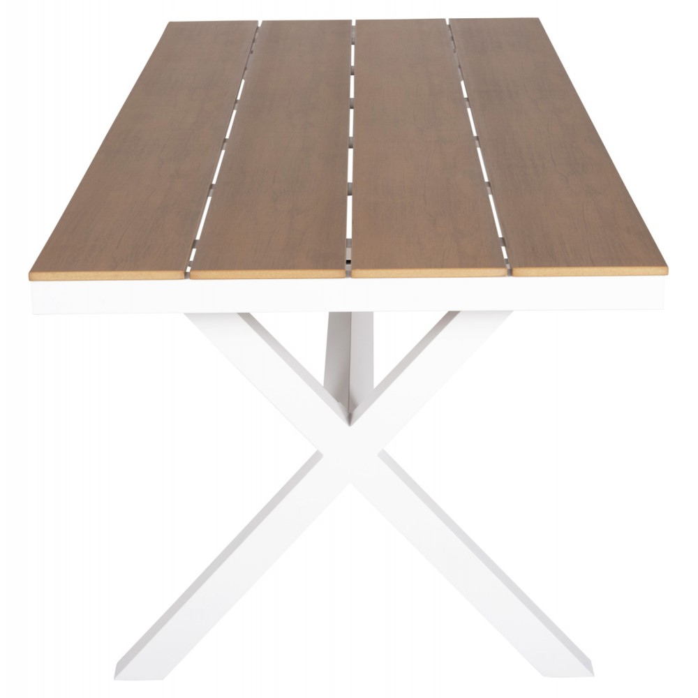 Τραπέζι ''TAWNEE'' από αλουμίνιο/ξύλο σε λευκό/φυσικό χρώμα 219,5x89,5x73