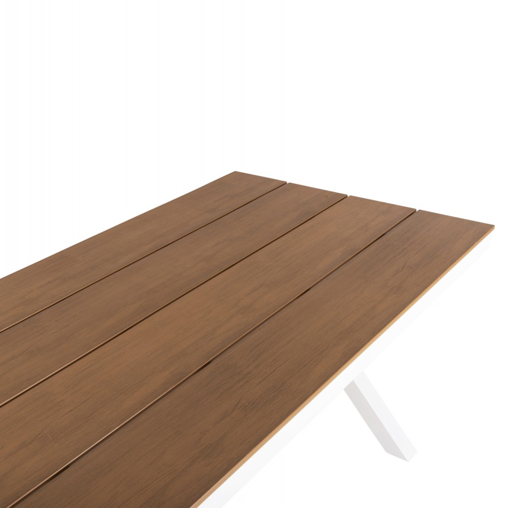 Τραπέζι ''TAWNEE'' από αλουμίνιο/ξύλο σε λευκό/φυσικό χρώμα 219,5x89,5x73