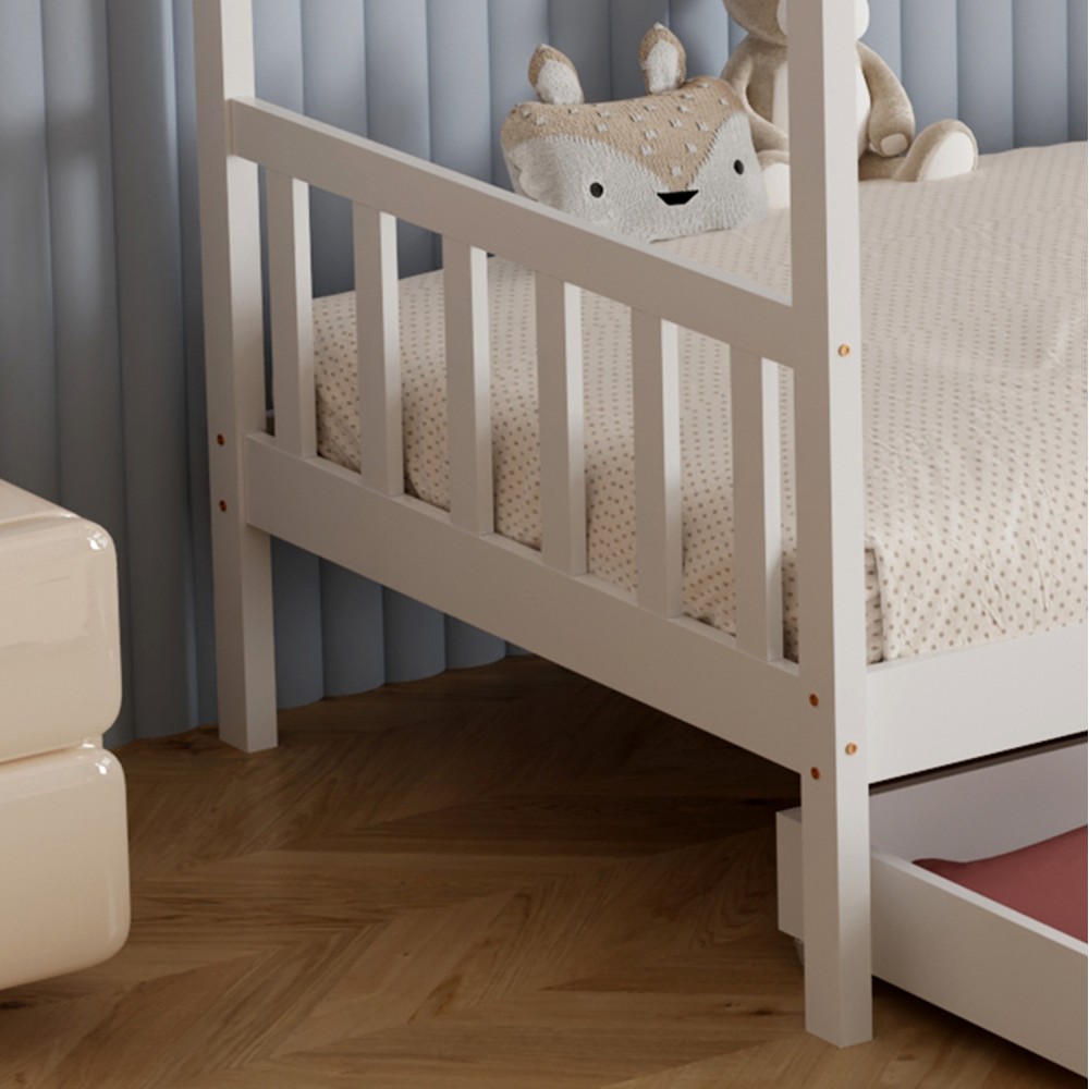 Κρεβάτι ''KLARICE' μονό από ξύλο σε χρώμα λευκό για στρώμα 190x90