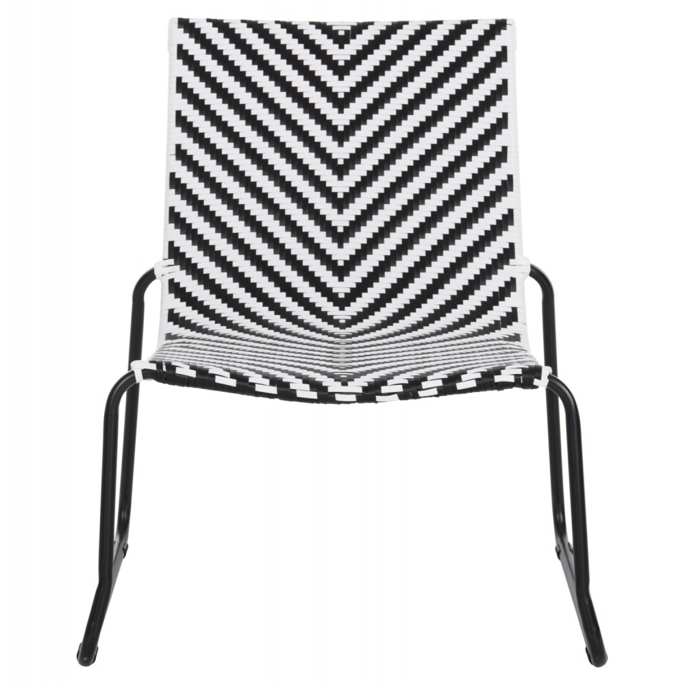Καρέκλα "PONY" από μέταλλο/ρατταν σε μαύρο/λευκό χρώμα 66x68x75