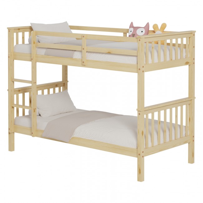 Κουκέτα κρεβάτι "LANTAI" από ξύλο σε χρώμα φυσικό 199x100,5x150