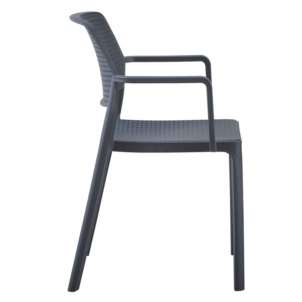 Πολυθρόνα "COMFEE" από πολυπροπυλένιο σε χρώμα γκρι 54x57x83