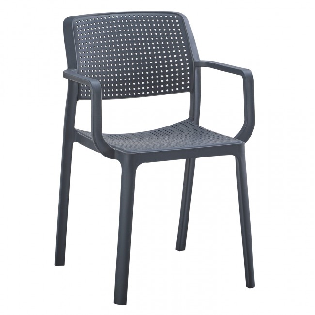 Πολυθρόνα "COMFEE" από πολυπροπυλένιο σε χρώμα γκρι 54x57x83