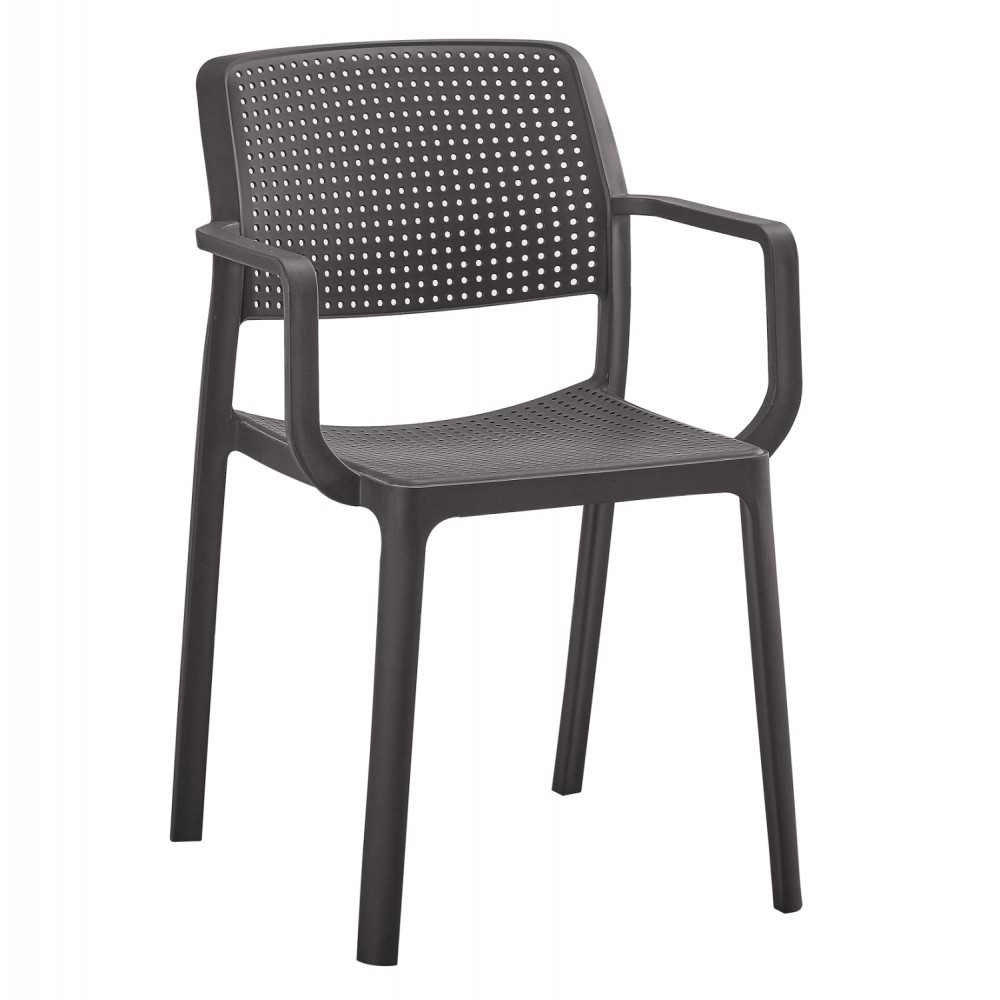 Πολυθρόνα "COMFEE" από πολυπροπυλένιο σε χρώμα καφέ 54x57x83