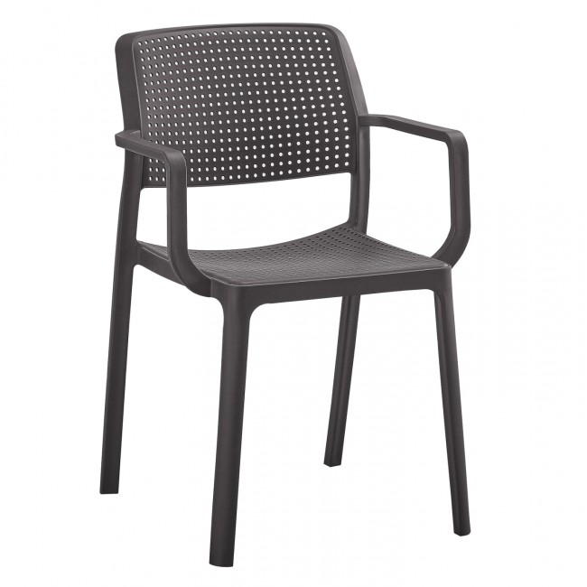 Πολυθρόνα "COMFEE" από πολυπροπυλένιο σε χρώμα καφέ 54x57x83