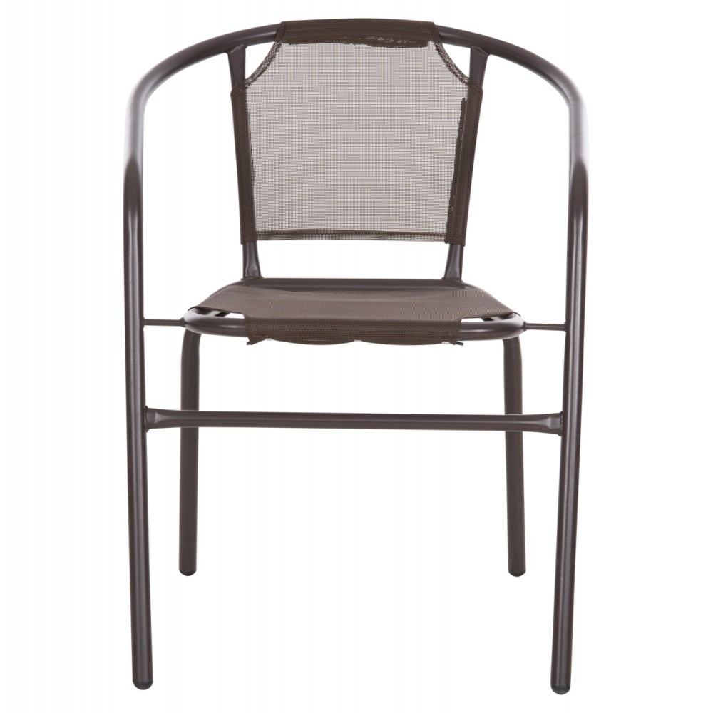 Πολυθρόνα "LEDAN" από μέταλλο/textilene σε καφέ χρώμα 55x58x72