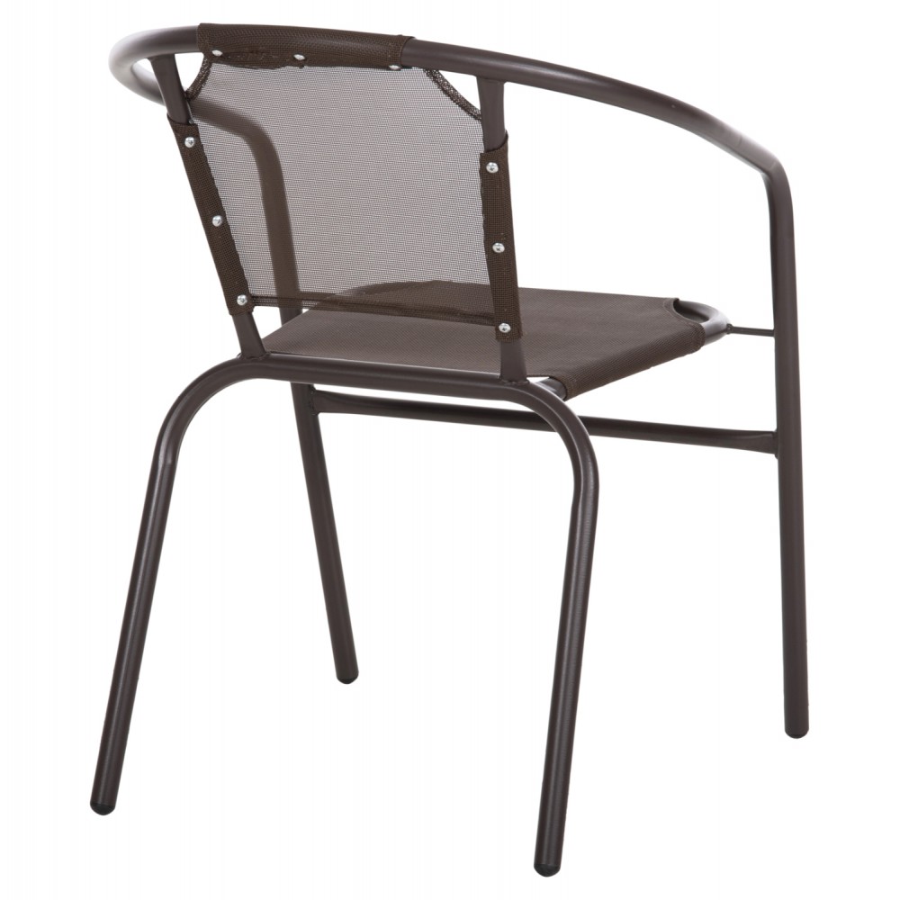Πολυθρόνα "LEDAN" από μέταλλο/textilene σε καφέ χρώμα 55x58x72