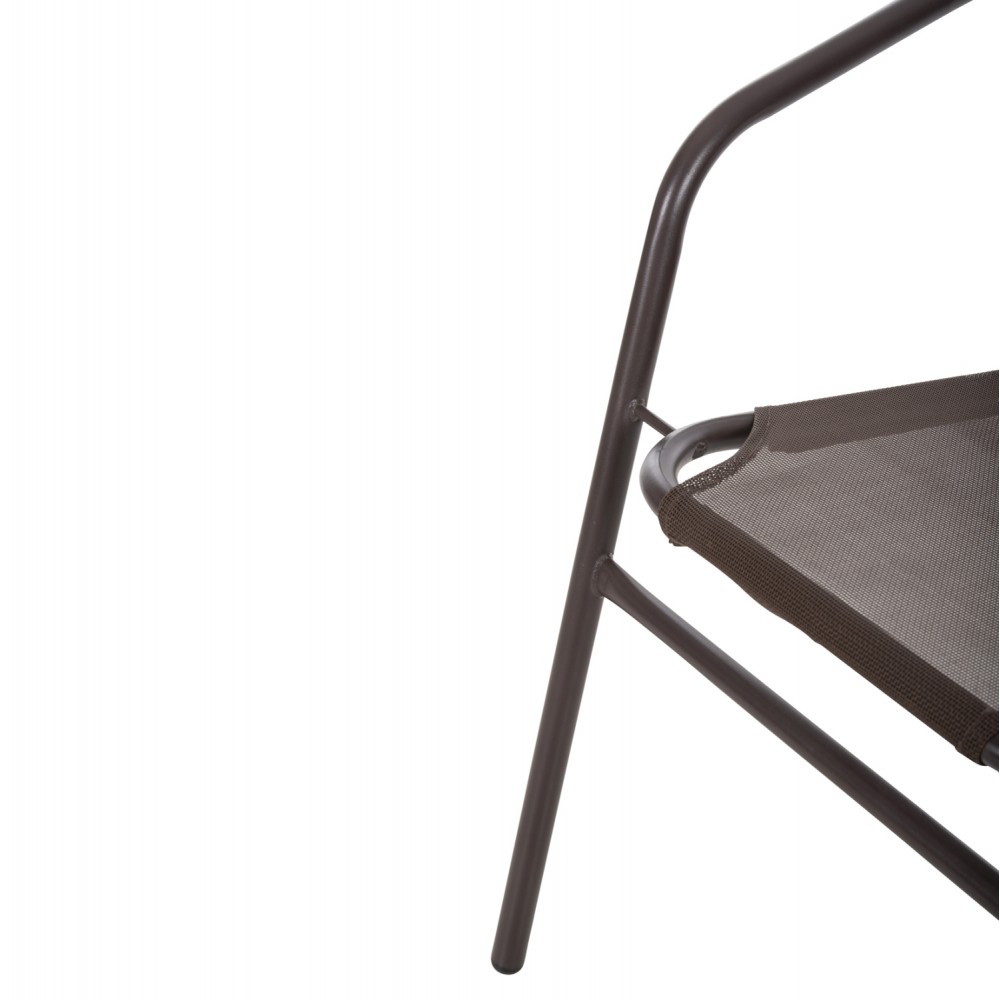 Πολυθρόνα "LEDAN" από μέταλλο/textilene σε καφέ χρώμα 55x58x72