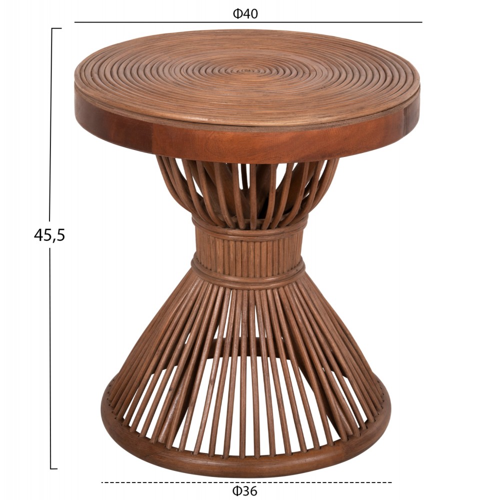 Τραπέζι βοηθητικό "CIRCE" από rattan σε χρώμα καφέ Φ40x45,5