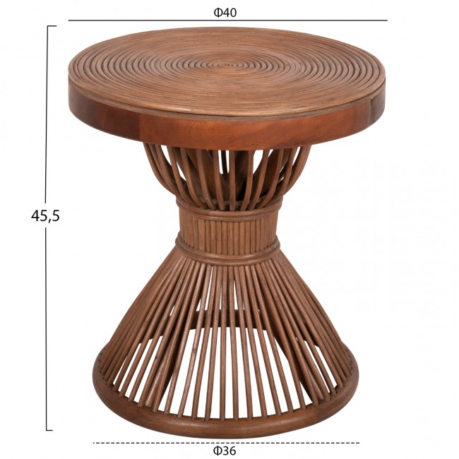 Τραπέζι βοηθητικό "CIRCE" από rattan σε χρώμα καφέ Φ40x45,5