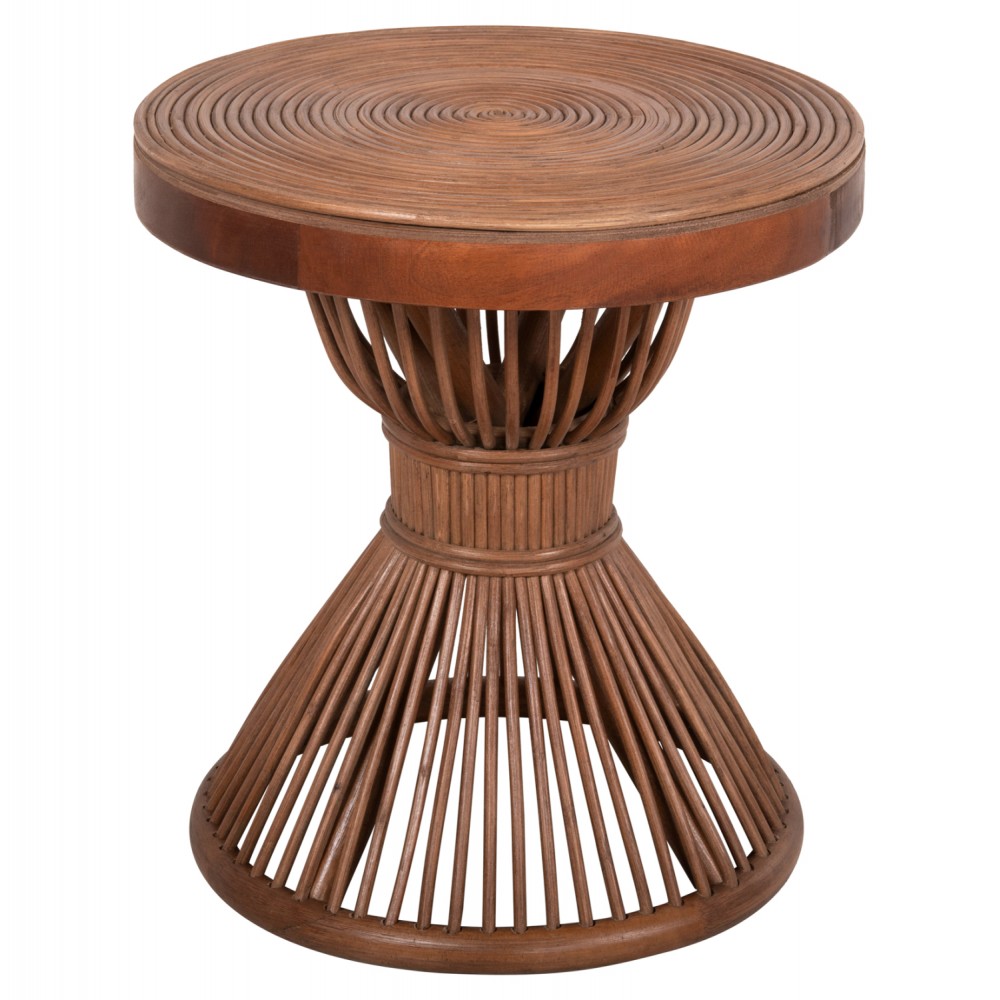 Τραπέζι βοηθητικό "CIRCE" από rattan σε χρώμα καφέ Φ40x45,5