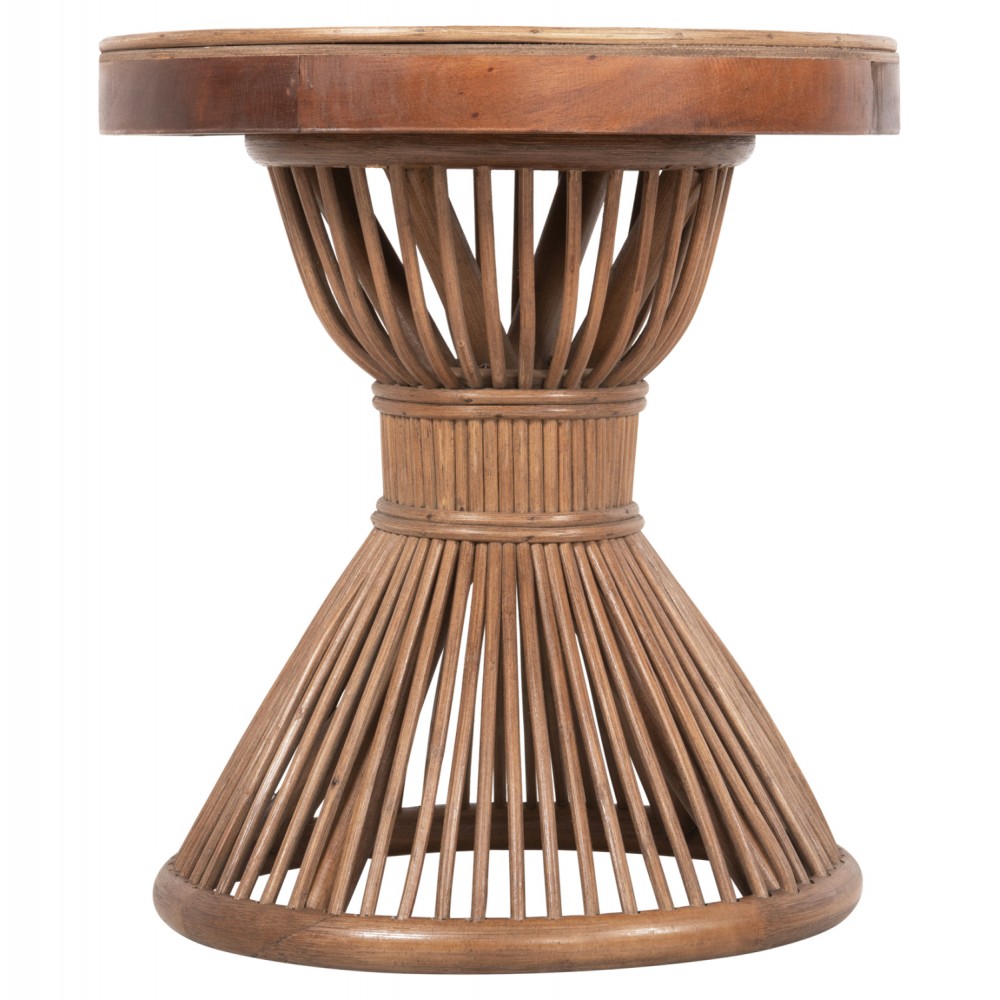 Τραπέζι βοηθητικό "CIRCE" από rattan σε χρώμα καφέ Φ40x45,5