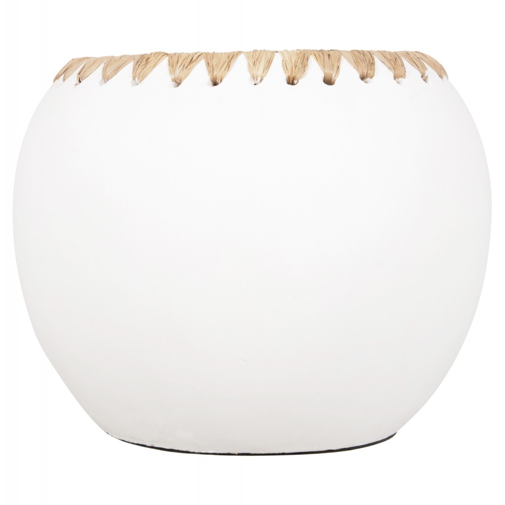 Διακοσμητικό βάζο από τερακότα/ψάθα σε χρώμα λευκό/μπεζ Φ29x23